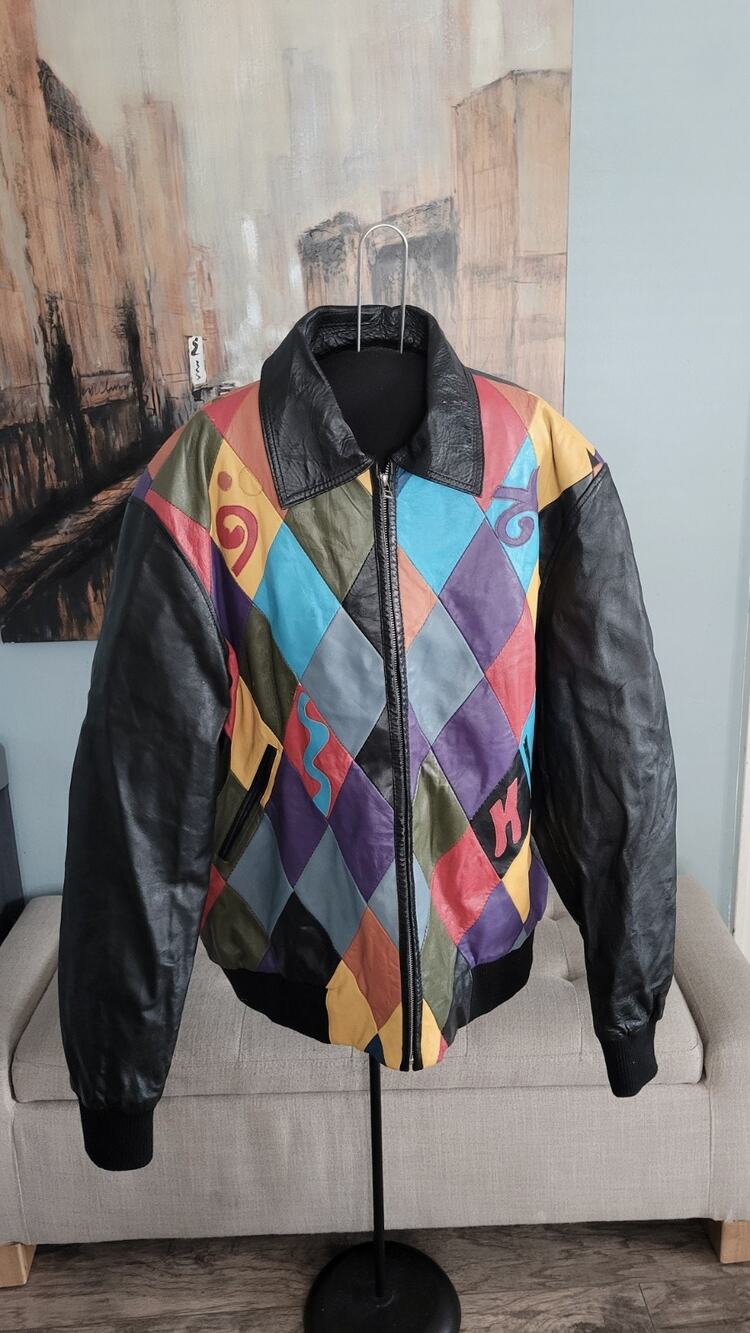 Vintage Unbranded Patchwork Colorblock Leather Bomber Jacket 4XL YKK Zip Art...